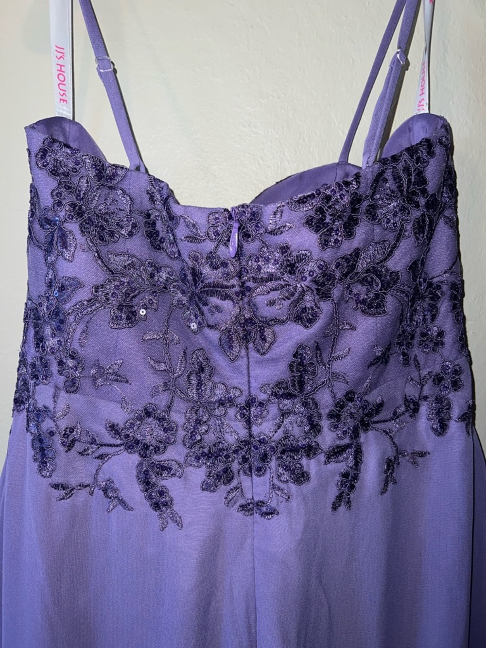 JJs House size14 NWT Purple Ruffle Chiffon Dress w/sequin/lace - Picture 4 of 13